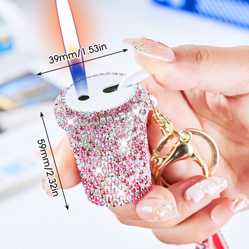 Porte-clés lait avec strass étincelant