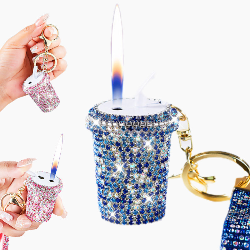 Porte-clés lait avec strass étincelant