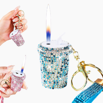 Porte-clés lait avec strass étincelant