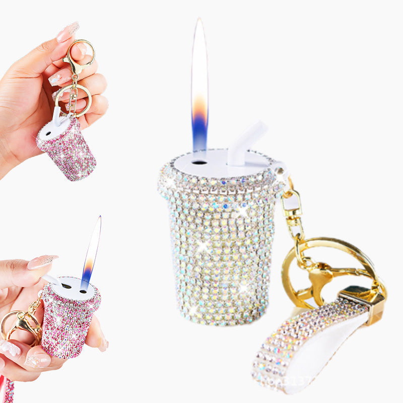 Porte-clés lait avec strass étincelant