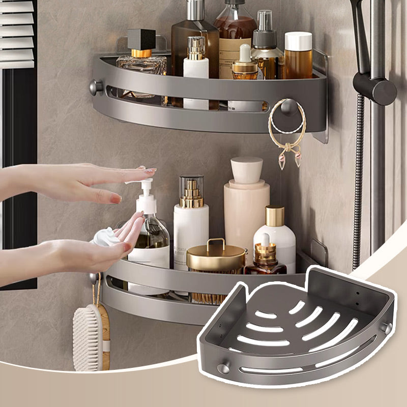 🏆Étagère de douche d'angle sans perçage avec crochets