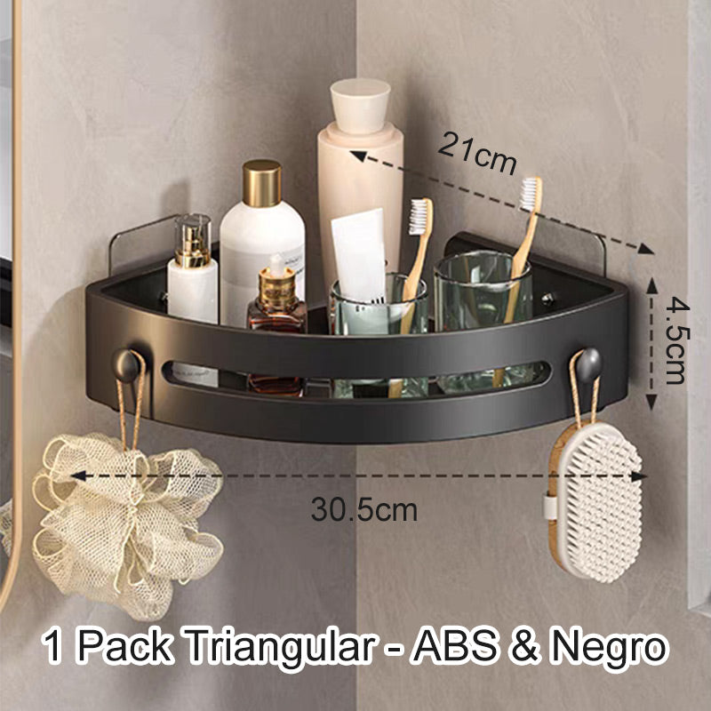 🏆Étagère de douche d'angle sans perçage avec crochets