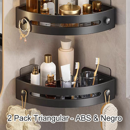 🏆Étagère de douche d'angle sans perçage avec crochets