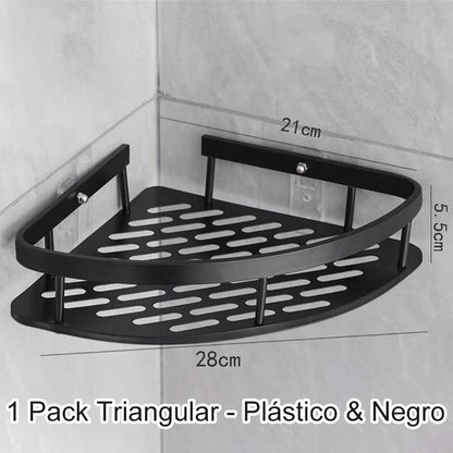 🏆Étagère de douche d'angle sans perçage avec crochets
