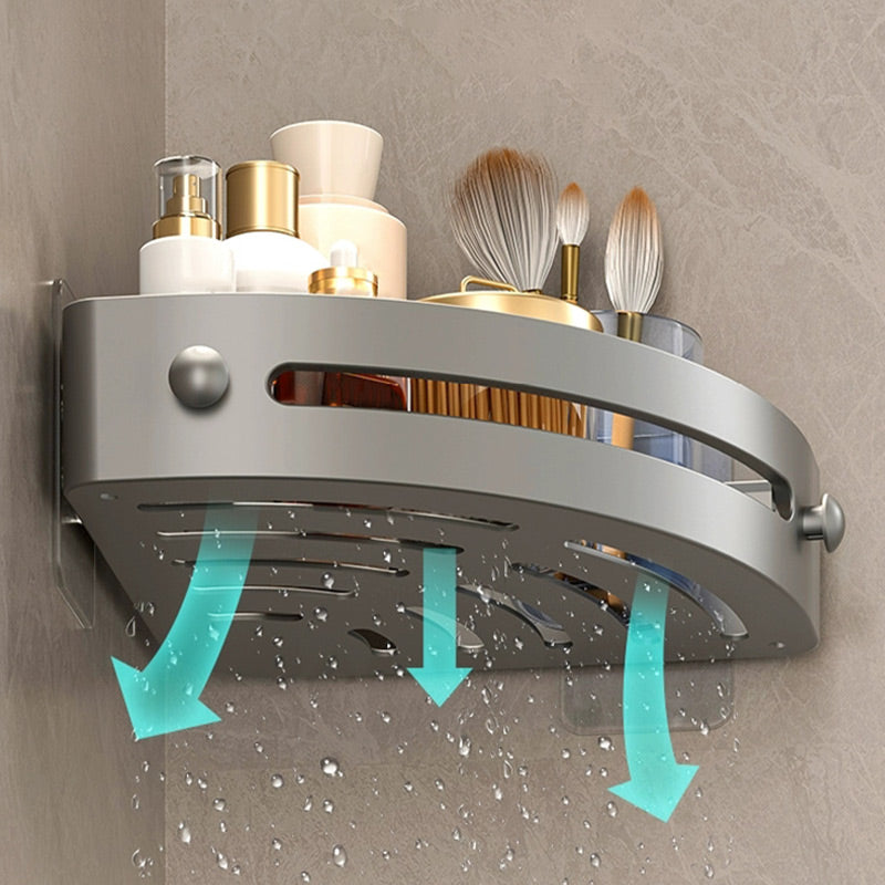 🏆Étagère de douche d'angle sans perçage avec crochets