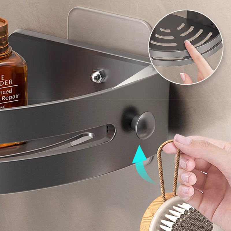 🏆Étagère de douche d'angle sans perçage avec crochets