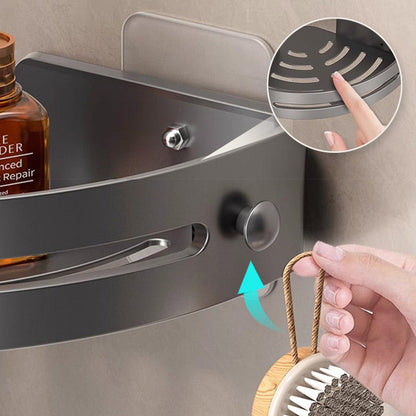 🏆Étagère de douche d'angle sans perçage avec crochets