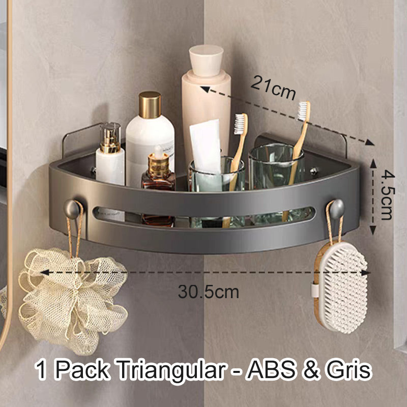 🏆Étagère de douche d'angle sans perçage avec crochets