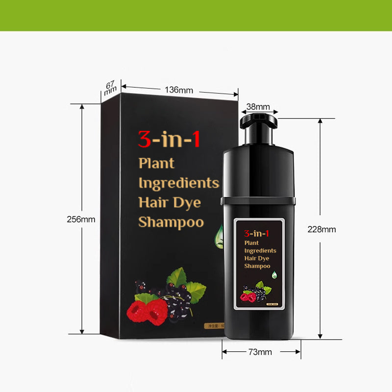 Shampooing colorant pour cheveux à base d'ingrédients végétaux - Noir