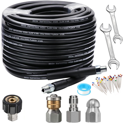 💦 50% DE RÉDUCTION ! 🚿 Kit de Nettoyage Haute Pression 5800 PSI pour Égouts - Buse Rotative et Flexible Renforcé pour Déboucher les Canalisations 🛠️✨