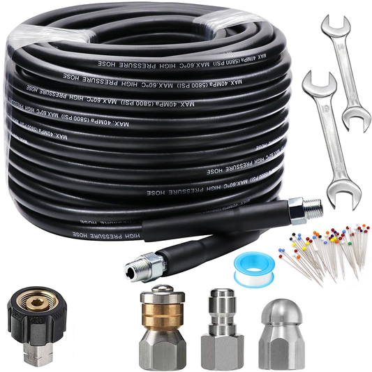 💦 50% DE RÉDUCTION ! 🚿 Kit de Nettoyage Haute Pression 5800 PSI pour Égouts - Buse Rotative et Flexible Renforcé pour Déboucher les Canalisations 🛠️✨