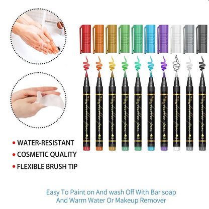 Set de 10 marqueurs pour tatouages temporaire