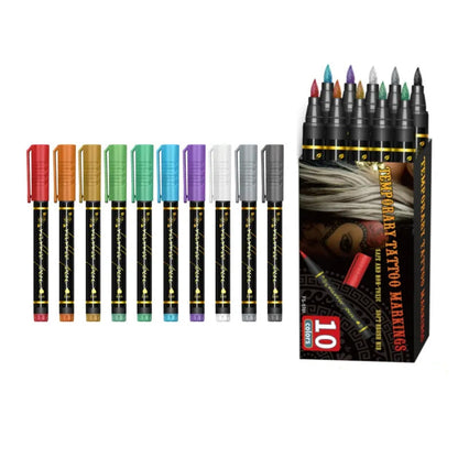 Set de 10 marqueurs pour tatouages temporaire