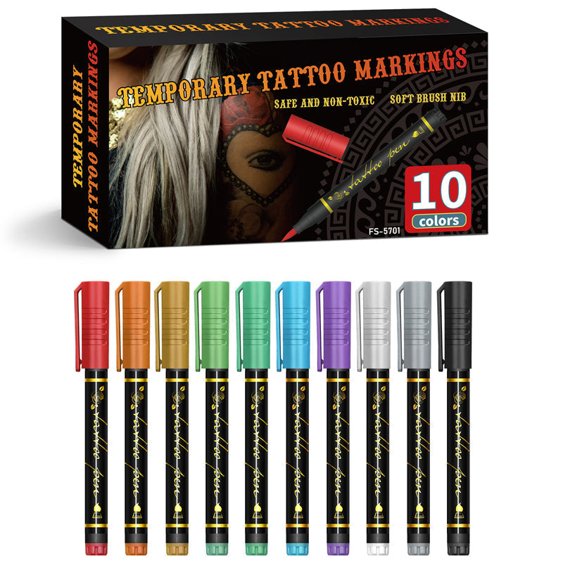 Set de 10 marqueurs pour tatouages temporaire