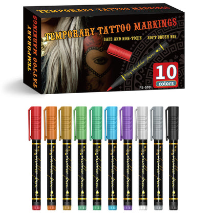 Set de 10 marqueurs pour tatouages temporaire