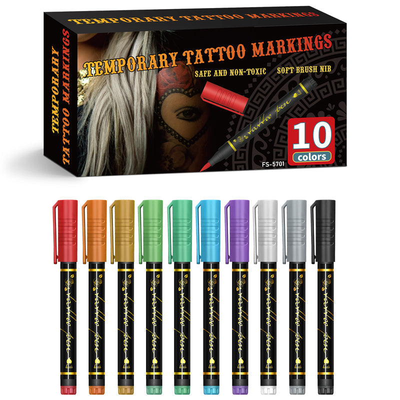 🌈Soldes exceptionnels 50 % de réduction🎨Set de 10 marqueurs pour tatouages temporaires