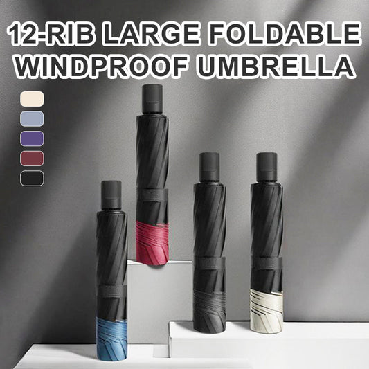 🏆Parapluie Grand Format - 12 Baleines Résistant au Vent Extrême ! 🌬️🌂