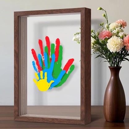 ⏳50 % de réduction pour une durée limitée⏰Kit familial d'empreintes de mains🎨 Kit cadeau souvenir familial à réaliser soi-même, panneau en acrylique,🖐️peintures colorées, peut accueillir jusqu'à 4 empreintes de mains