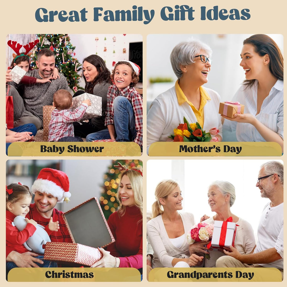 ⏳50 % de réduction pour une durée limitée⏰Kit familial d'empreintes de mains🎨 Kit cadeau souvenir familial à réaliser soi-même, panneau en acrylique,🖐️peintures colorées, peut accueillir jusqu'à 4 empreintes de mains