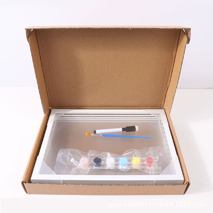 ⏳50 % de réduction pour une durée limitée⏰Kit familial d'empreintes de mains🎨 Kit cadeau souvenir familial à réaliser soi-même, panneau en acrylique,🖐️peintures colorées, peut accueillir jusqu'à 4 empreintes de mains