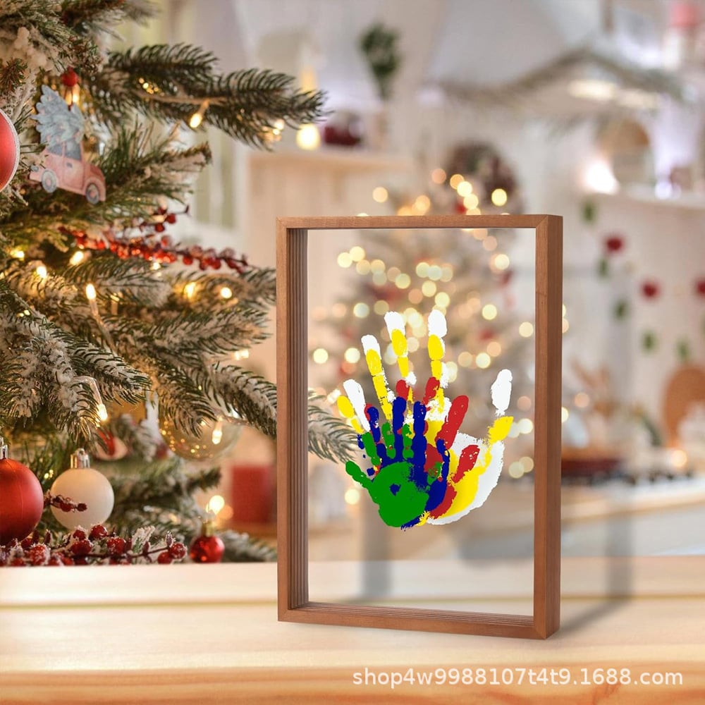 ⏳50 % de réduction pour une durée limitée⏰Kit familial d'empreintes de mains🎨 Kit cadeau souvenir familial à réaliser soi-même, panneau en acrylique,🖐️peintures colorées, peut accueillir jusqu'à 4 empreintes de mains