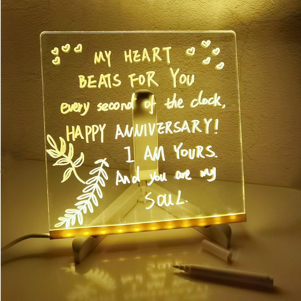 🎁 Le cadeau idéal pour eux – Tableau d’affichage LED effaçable à sec : 7 couleurs, éclairage doux & support réglable ! ✨