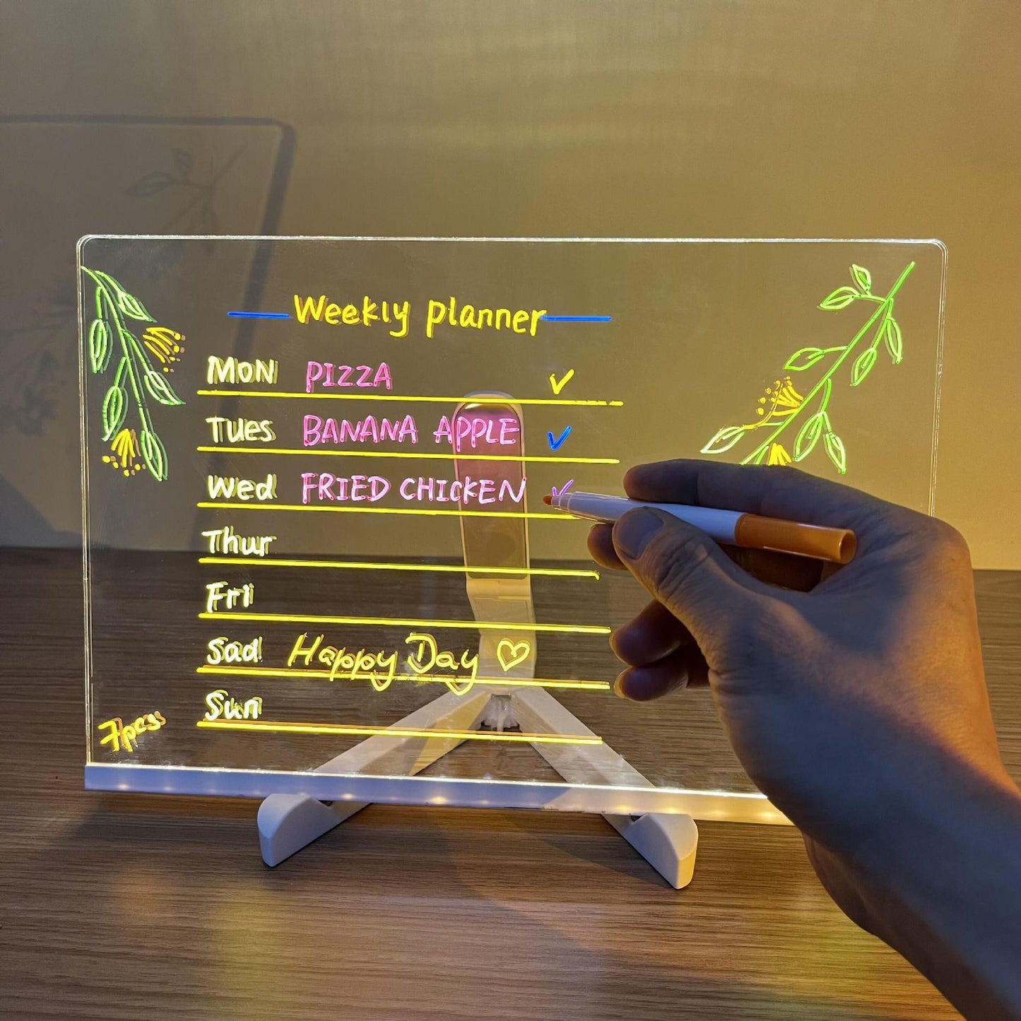 🎁 Le cadeau idéal pour eux – Tableau d’affichage LED effaçable à sec : 7 couleurs, éclairage doux & support réglable ! ✨