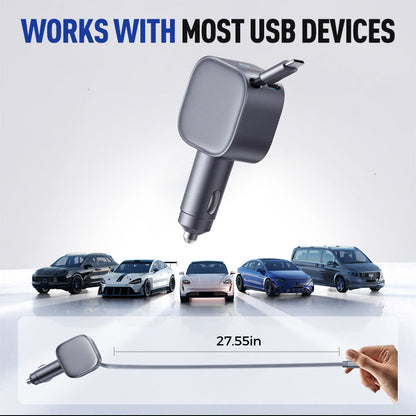 Chargeur de Voiture Compact à Câble Rétractable📢📢3 dernières heures : Grande vente⏰⏰