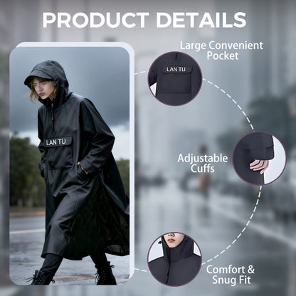Imperméable long à capuche pour scooter