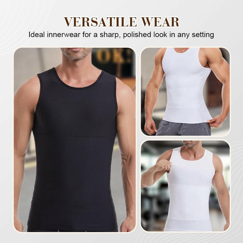 Débardeur de compression uni pour homme avec contrôle abdominal