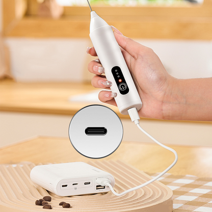 ☕Mousseur Électrique pour Boissons – 3 Vitesses, USB & 400 mAh (Vert/Blanc/Noir, 22.5 cm)