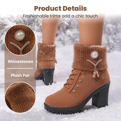 🔥Offre exceptionnelle Black Friday – 50 % de réduction !🔥Bottines pour femmes à semelles compensées et doublure chaude