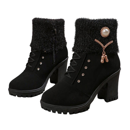 🔥Offre exceptionnelle Black Friday – 50 % de réduction !🔥Bottines pour femmes à semelles compensées et doublure chaude
