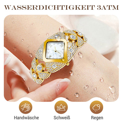 Montre-bracelet rétro à quartz avec strass scintillants