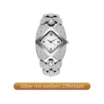 Montre-bracelet rétro à quartz avec strass scintillants
