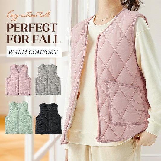💥50 % de réduction🏆Gilet matelassé à fermeture éclair et poches pour femmes🌿👑