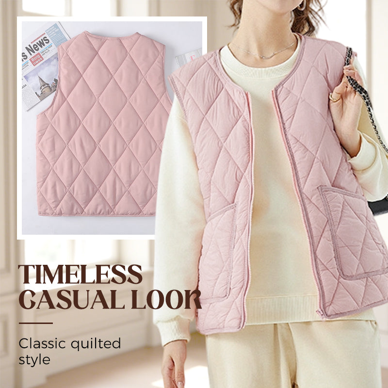 💥50 % de réduction🏆Gilet matelassé à fermeture éclair et poches pour femmes🌿👑