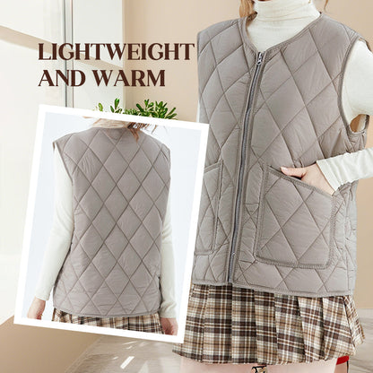 💥50 % de réduction🏆Gilet matelassé à fermeture éclair et poches pour femmes🌿👑