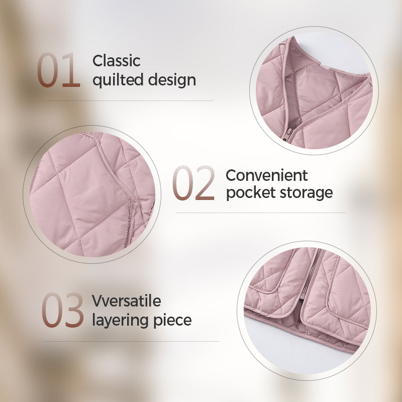 💥50 % de réduction🏆Gilet matelassé à fermeture éclair et poches pour femmes🌿👑