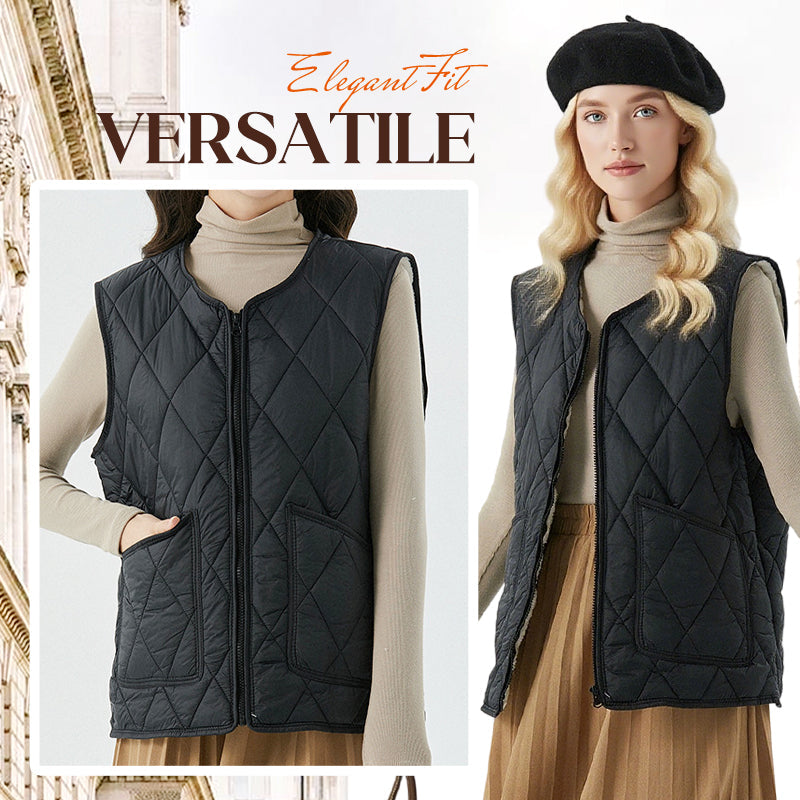 💥50 % de réduction🏆Gilet matelassé à fermeture éclair et poches pour femmes🌿👑