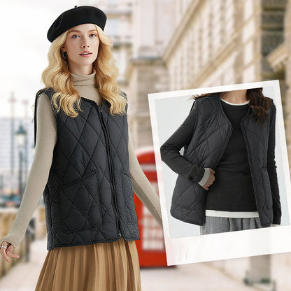 💥50 % de réduction🏆Gilet matelassé à fermeture éclair et poches pour femmes🌿👑