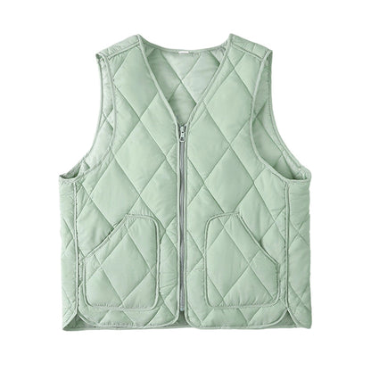 💥50 % de réduction🏆Gilet matelassé à fermeture éclair et poches pour femmes🌿👑