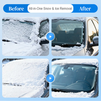 ❄️🚗Double grattoir à glace et balai à neige pour voiture | Accessoire automobile hivernal pour un déneigement complet