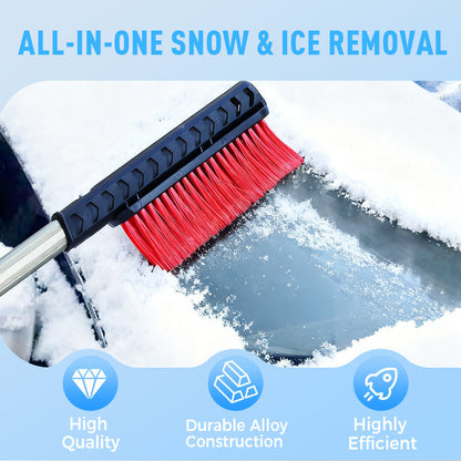 ❄️🚗Double grattoir à glace et balai à neige pour voiture | Accessoire automobile hivernal pour un déneigement complet