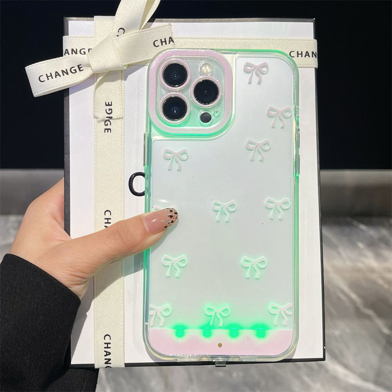 📱Coque de téléphone LED best-seller : notifications d’appel lumineuses, antichoc, design nœud papillon, découpes précises, TPU souple, pour iPhone