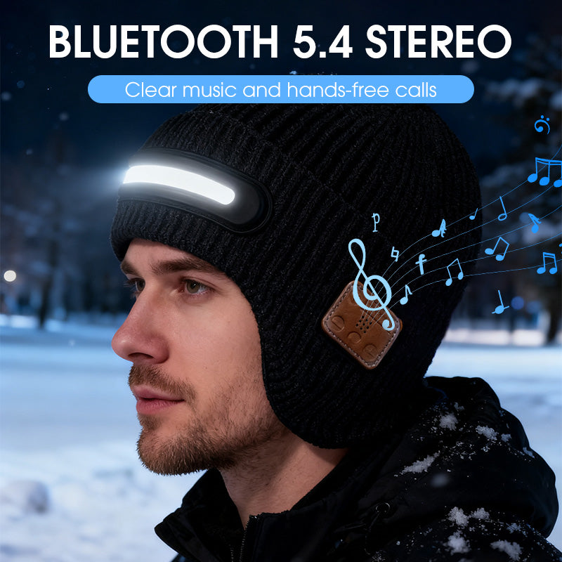 🎄 Promotion Exceptionnelle de Noël🎁Bonnet Bluetooth rechargeable avec lampe intégrée