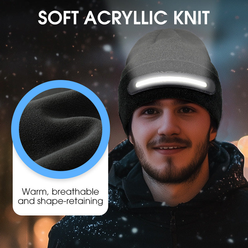 🎄 Promotion Exceptionnelle de Noël🎁Bonnet Bluetooth rechargeable avec lampe intégrée