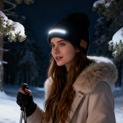 🎄 Promotion Exceptionnelle de Noël🎁Bonnet Bluetooth rechargeable avec lampe intégrée