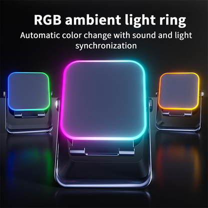 Haut-parleur Bluetooth à Induction Sans Fil 5-en-1 avec Support Téléphone Réglable