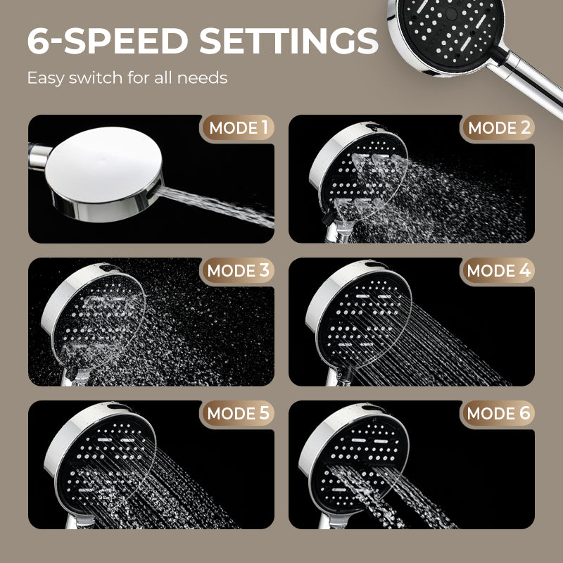 Pommeau de Douche Haute Pression à 6 Modes